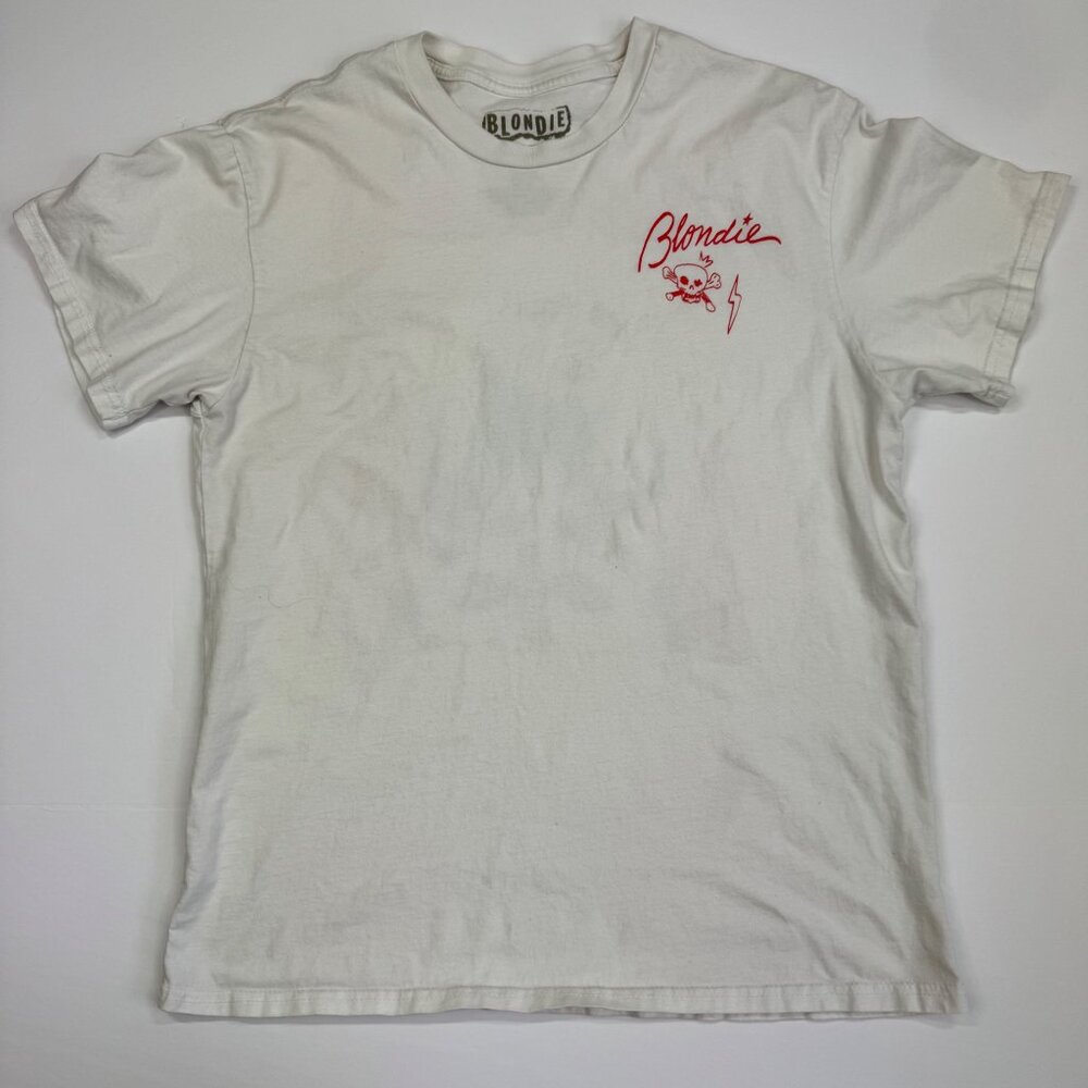 Blonde T Shirt Double Sided Size Small White Red Crew Neck Short Sleeve - Picture 7 of 8